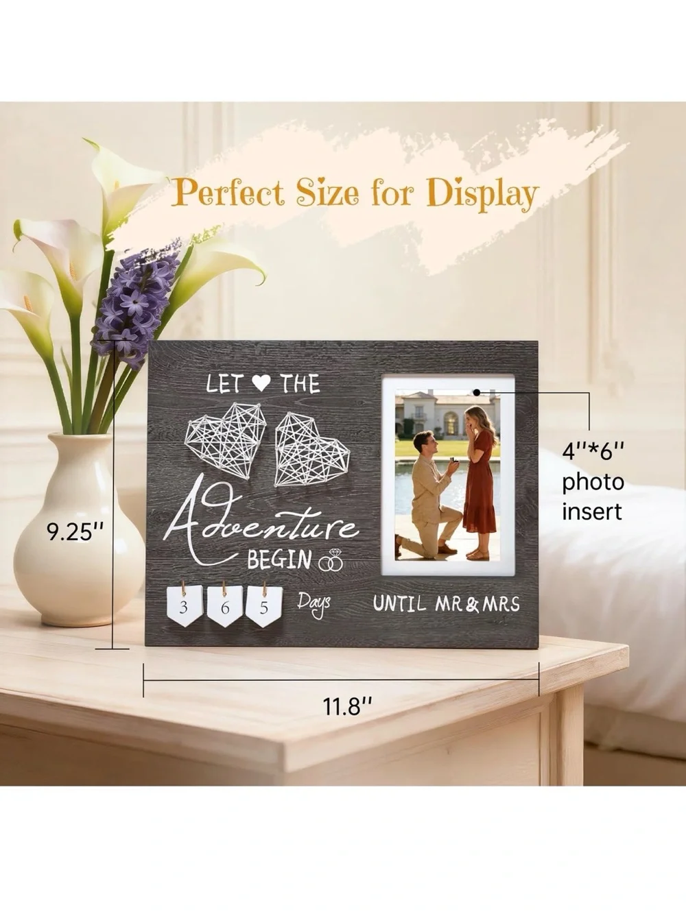 Engagement Rustic Cottagecore Farmhouse Whimsical Wedding Countdown PictureFrame